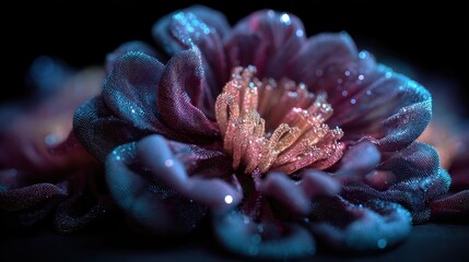 Obraz premium Glimmering textile flower, abstract design in gradient hues of pink and blue