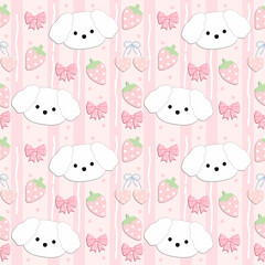 seamless pattern with  puppy and strawberry, fabric patterns, gift wrapping paper, notebook cover, phone case pattern 