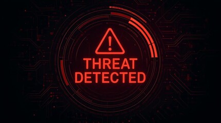 Cybersecurity threat detected warning digital security alert and data protection notification system interface background - Powered by Adobe