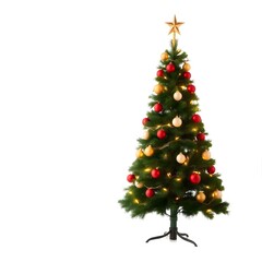 Fototapeta premium Christmas tree with ornaments isolated on white background.