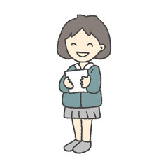 좋은 일이 있는 귀여운 소녀 학생 일러스트