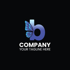 Modern logo design featuring the letter B with butterfly wings.