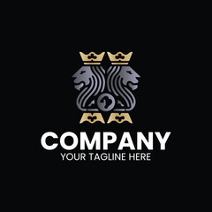 Elegant logo featuring two lion heads with crowns, a central emblem, and company branding.