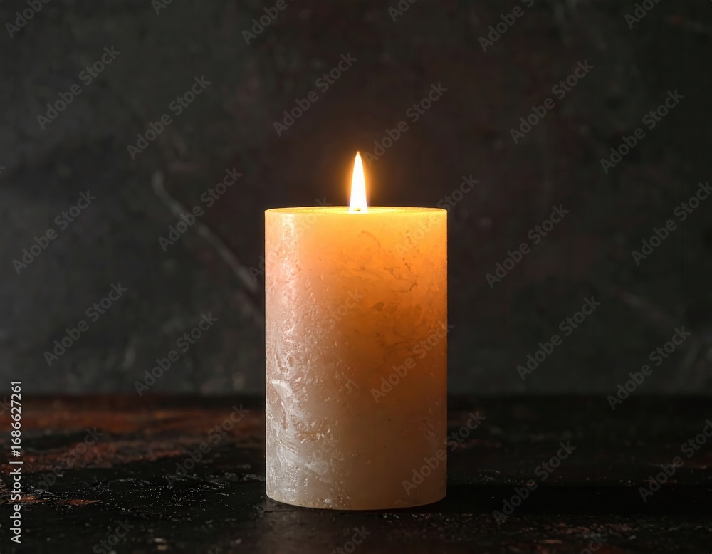 Aufkleber candle flame illuminating dark surroundings with warm glow and soft shadows creating a serene atmosp