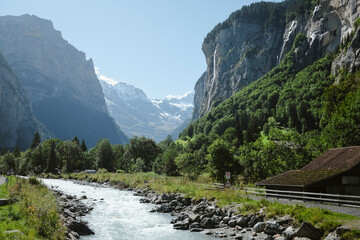 Scenic View in the Swiss Alps, Lauterbrunnen