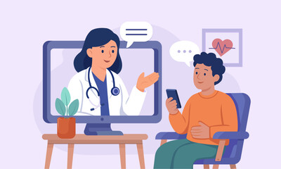 Vector image of doctor and patient consultation