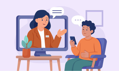 Vector image of doctor and patient consultation