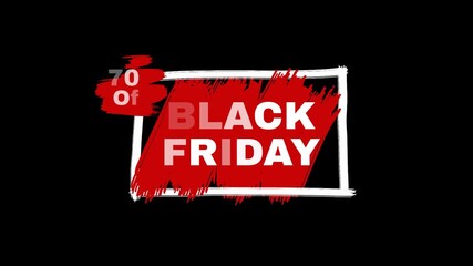 Black Friday sale sign featuring bold text and bright flashing lights highlighting 70% off, designed to capture attention and emphasize limited-time massive discounts.