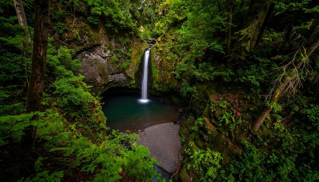 Lush waterfall cascading into a tranquil pool (1)