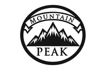 Mountain Peaks in Circle with White Background Landscape Logo Design