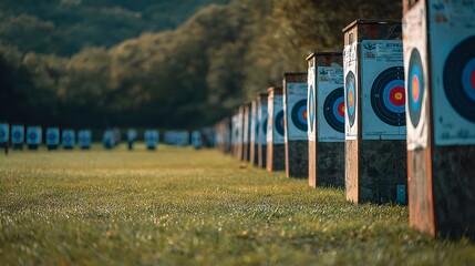 Archery Range with Multiple Targets Outdoors