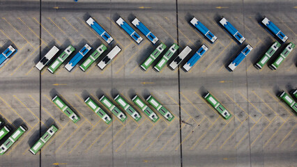 Aerial View Of Public transport parking