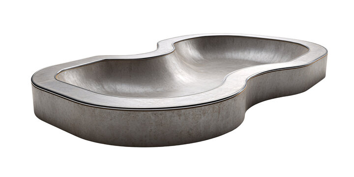 Empty concrete skatepark bowl with metal coping, ready for skateboarding and bmx action Urban sports concept for recreation, youth culture, and extreme sports