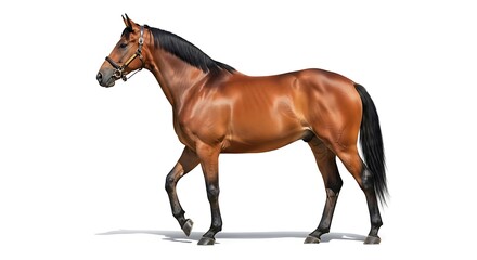 Fototapeta premium Chestnut Horse Profile with White Background.