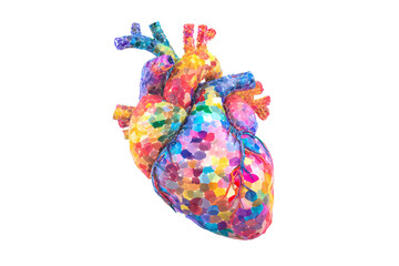 Naklejka premium Colorful human heart illustration isolated on transparent background for medical purposes