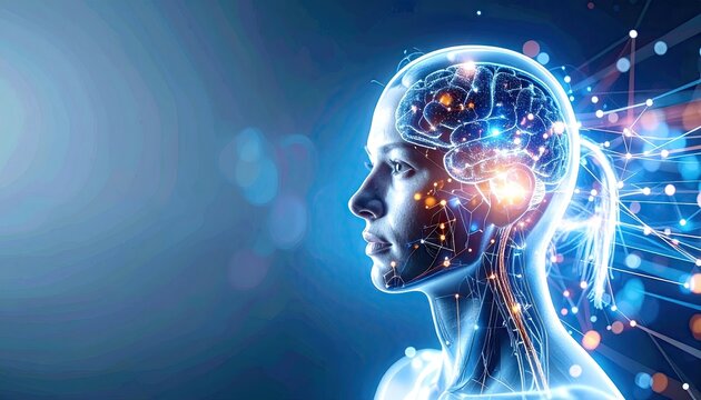 Profile of Augmented Human with Robotic Arm and Digital Brain Display