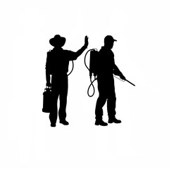 Farmer waving to crop duster spraying crops from airplane