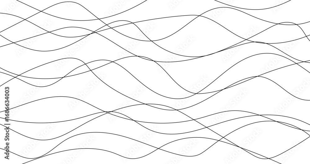 Poster abstract background with wavy lines. wavy pattern with editable black stroke on white background. ve