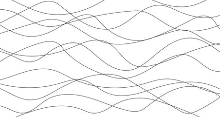 Abstract background with wavy lines. Wavy pattern with editable black stroke on white background. Vector illustration.