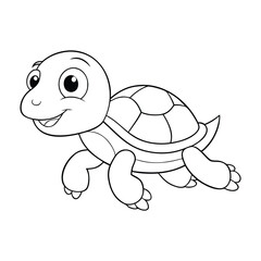A playful cartoon turtle dashes with joy in this cute coloring page, perfect for kids to add bright colors and bring this cheerful, speedy little turtle to life.
