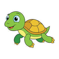 A playful cartoon turtle dashing joyfully, tiny legs moving fast, big cheerful eyes, and a happy smile—full of energy, fun, and adorable charm in motion.
