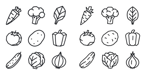 Fototapeta premium Low-Poly Vegetables Icons