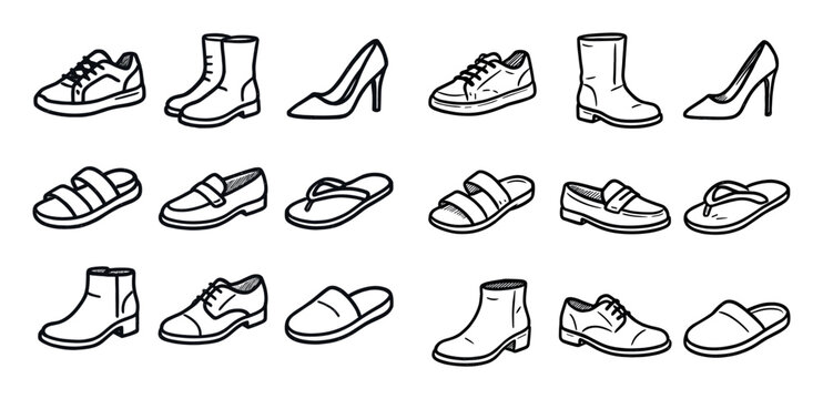 Hand-Drawn Footwear Icons - Powered by Adobe