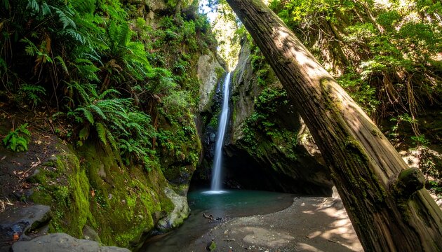 Lush waterfall cascading into a tranquil pool (1) - Powered by Adobe