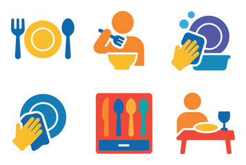 Colorful Tableware Icons
