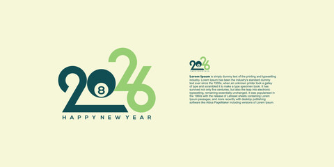 A graphic design featuring the number 2026 in various shades of green and blue in the shape of a billiard ball.