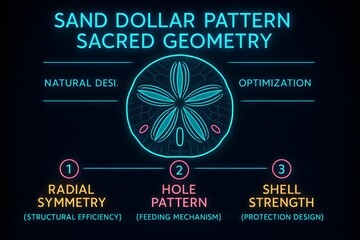 Sand Dollar Anatomy and Geometric Symmetry Infographic for Marine Biology Education and Science Presentation