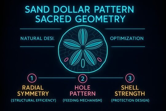 Sand Dollar Anatomy and Geometric Symmetry Infographic for Marine Biology Education and Science Presentation