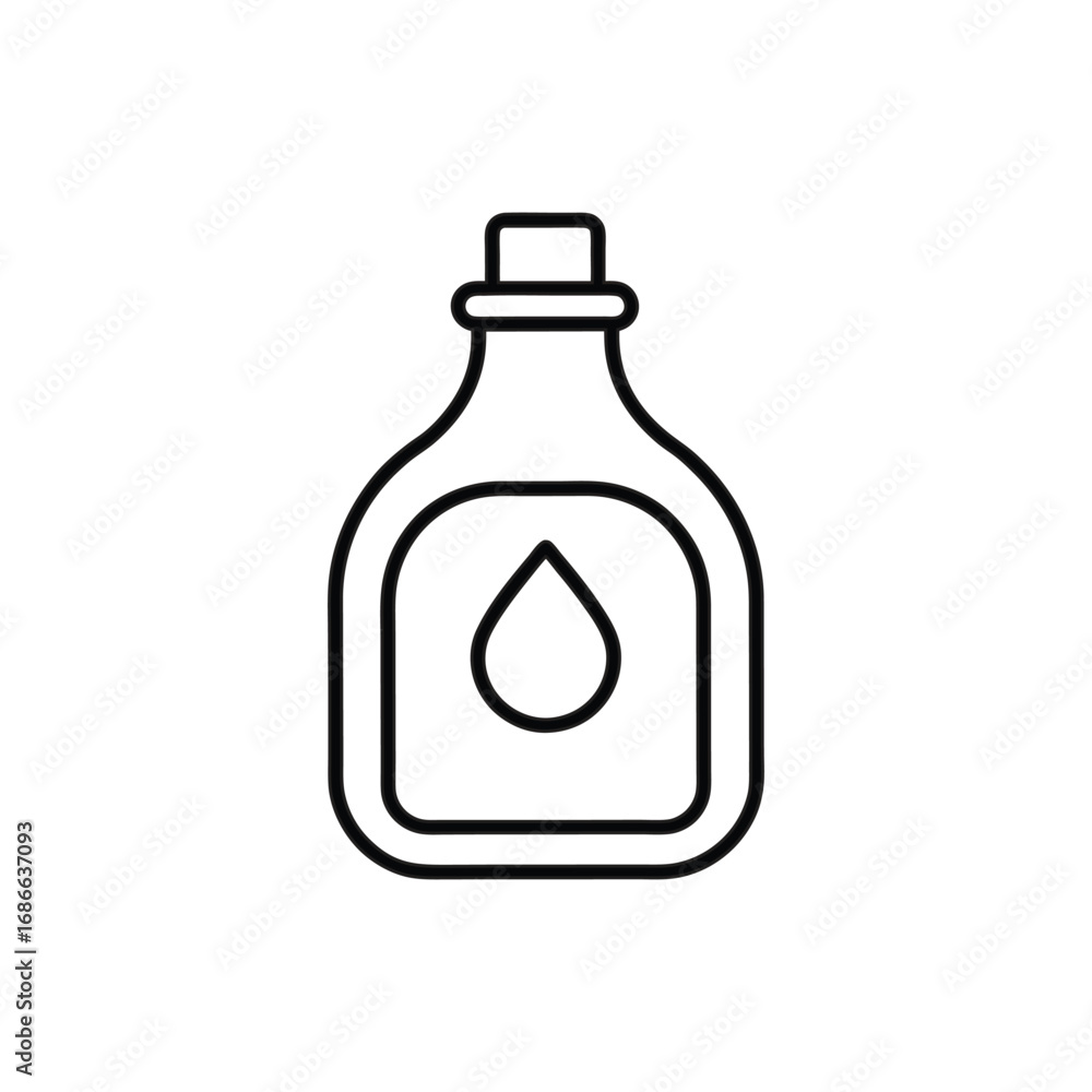 Aufkleber a bottle outline with a square label and a teardrop inside. editable stroke. icon vector illustratio