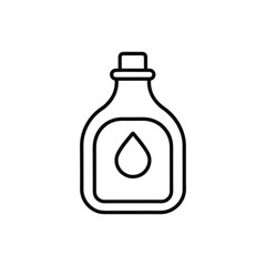 A bottle outline with a square label and a teardrop inside. Editable stroke. Icon vector illustration