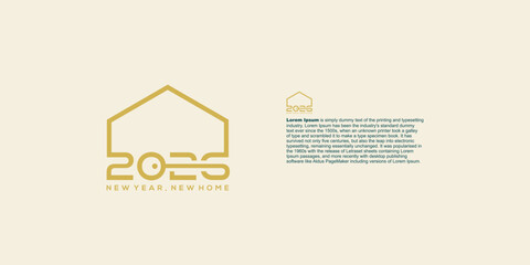 Elegant golden design for 2026, featuring a house icon, text, and a light background.