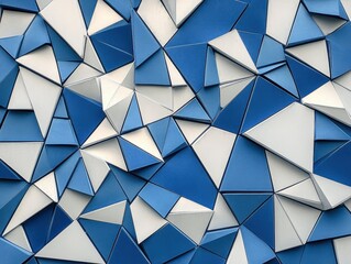 flawless image of Blue white low poly triangle shapes background