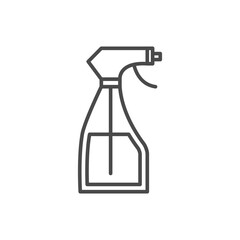 A gray line drawing depicts a spray bottle with a trigger. Editable stroke. Icon vector illustration