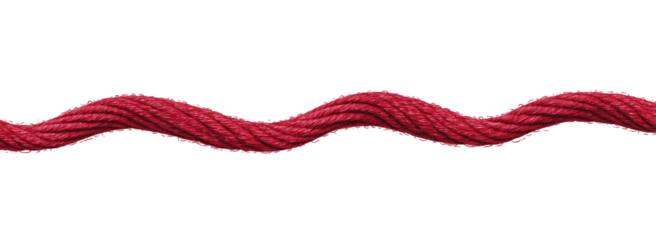 A crimson, wavy cord or ribbon, with a slightly textured, twisted appearance