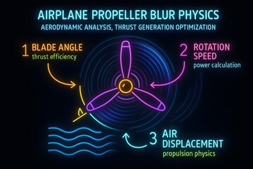 Marine or aircraft propeller physics and thrust generation diagram for engineering education