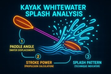 Kayak paddle stroke technique and efficiency motion analysis for water sports coaching