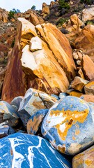 Colorful rocks on a hillside