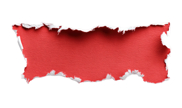 Ripped crimson paper, white edges