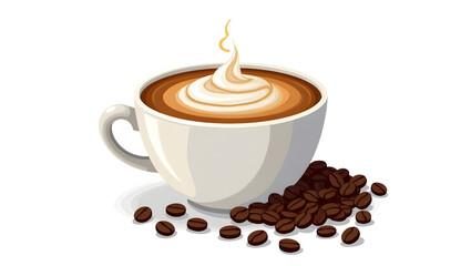 Obraz premium Cup of coffee with white background