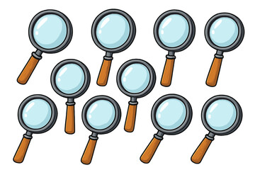 Magnifying glass seamless pattern. Vector cartoon background. Research, investigation, analysis concept. Search, discovery, exploration symbol. Scrutiny, inspection, find.