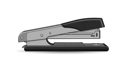 Isolated Stapler Illustration Office Supply Black and Silver Tones Clean Design.