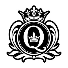 Botanical letter q logo in solid style