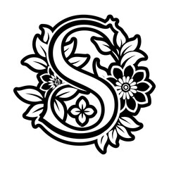Leafy letter s logo in solid style