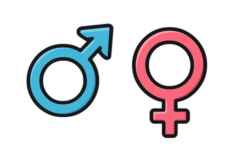 Male and female gender symbols modern vector icons, blue Mars and pink Venus signs, gender identity and equality symbols, graphic design illustration with transparent background, ordered set 2