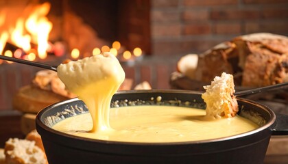 Warm, cheesy fondue with bread