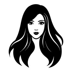 long hair beauty girl head  vector 